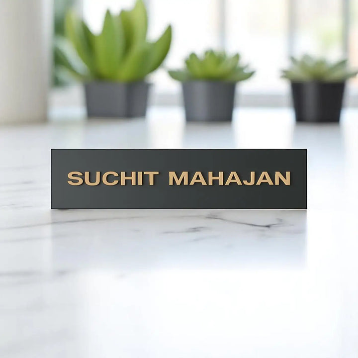 Personalized Minimal Design Black Metal Name Plate