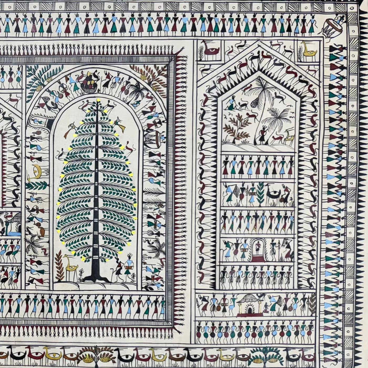 24 X 40 Inch | Handmade Silk Saura Tribal Art Of Odisha Painting