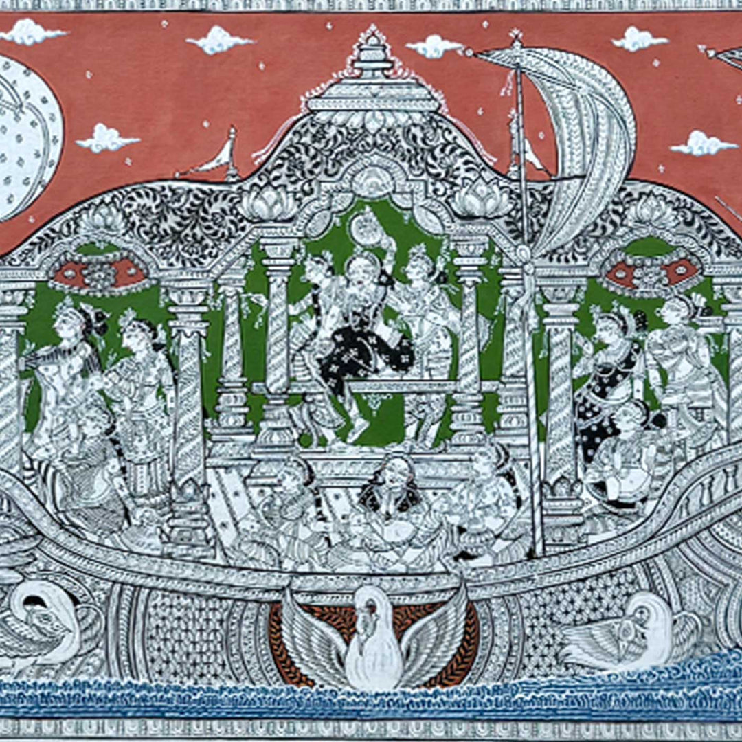 44 x 20 Inch | Handmade Canvas Naukavihaar Painting