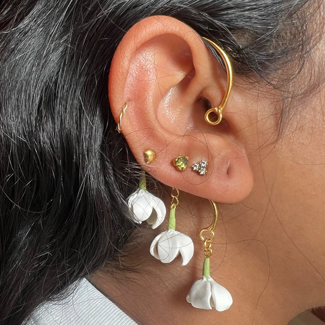 Handmade Polymer Clay Mogra Flowers Earcuff
