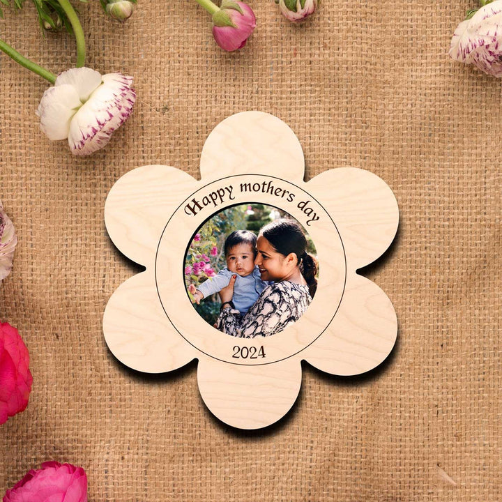 Photo Personalized Printed Flower Shaped Wooden Fridge Magnet For Mothers