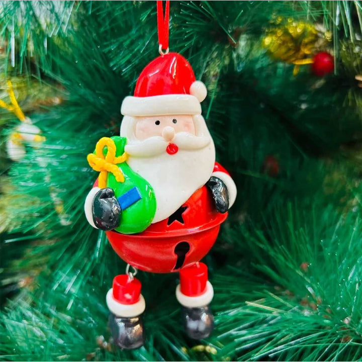 Handmade Santa Metal Ornaments With Bell For Christmas Tree Decoration