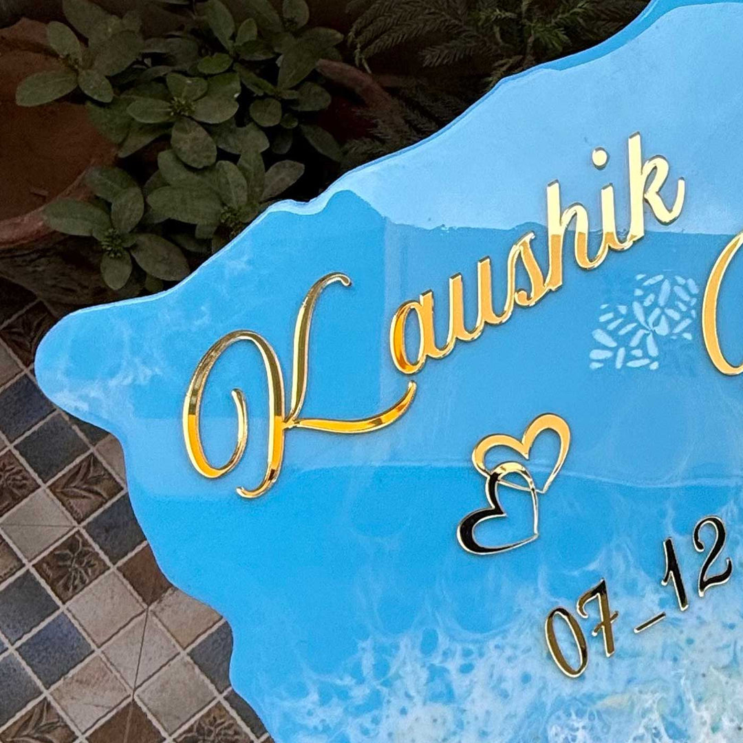 Personalized Handcrafted Beach Side Resin MDF Name Plate For Home