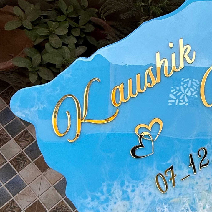 Personalized Handcrafted Beach Side Resin MDF Name Plate For Home