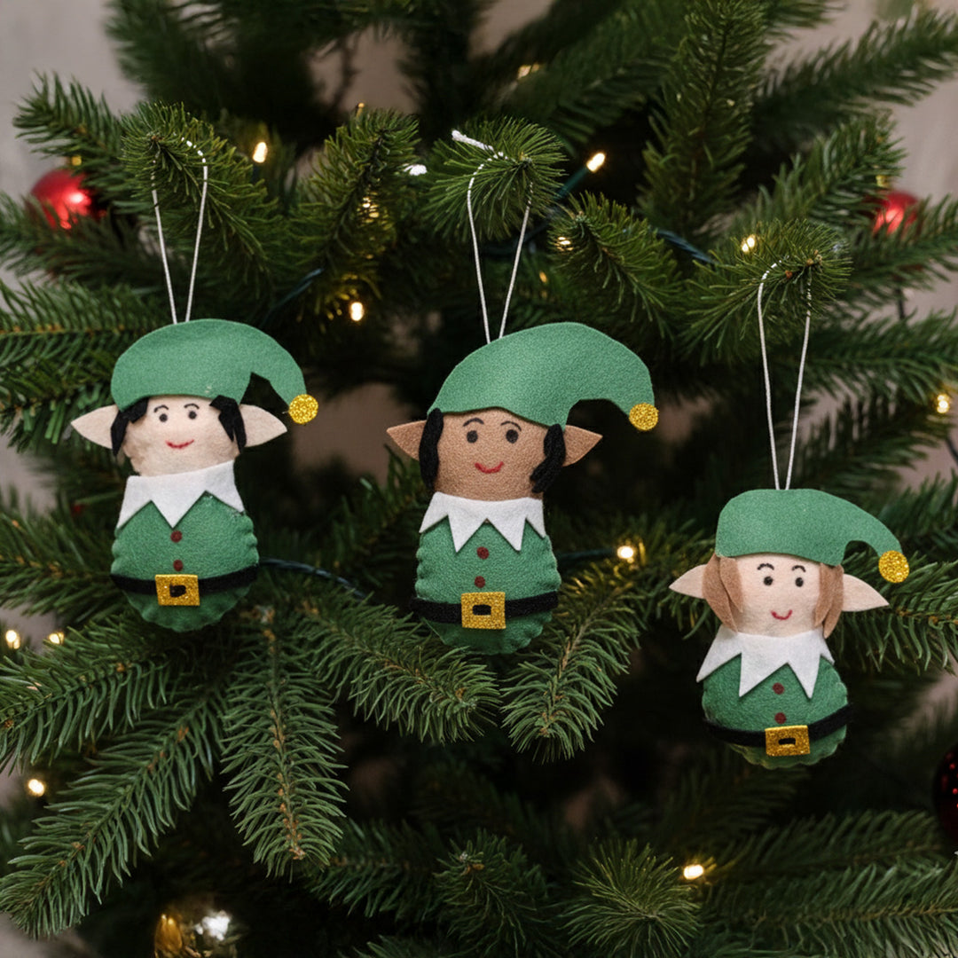 3 Pc | Handmade Elves Felt Ornaments For Christmas Tree Decoration