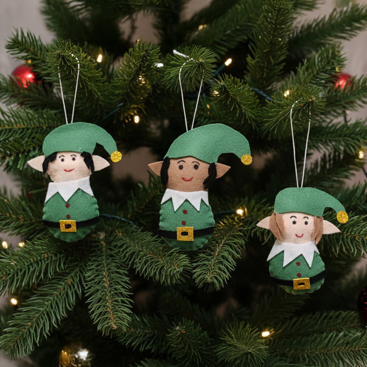 3 Pc | Handmade Elves Felt Ornaments For Christmas Tree Decoration