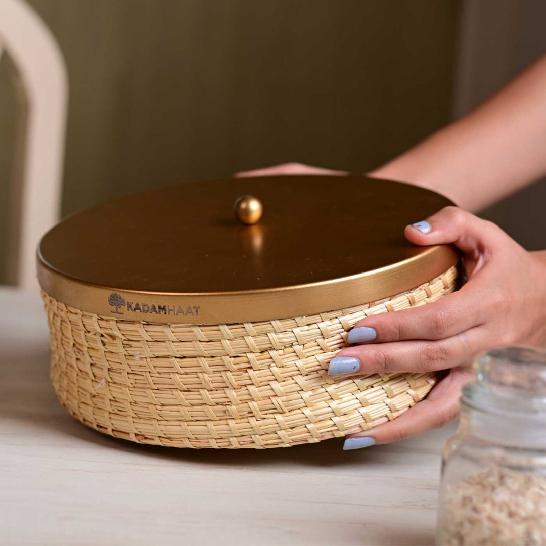 Handmade Ecofriendly Grass Weaving Minimalist & Rustic Elegance Sikki Roti Box