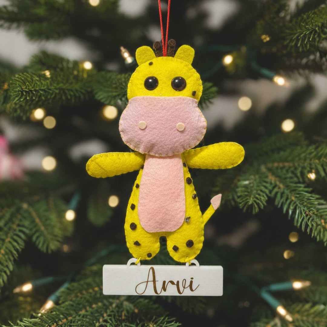 Personalized Handmade Felt Baby Giraffe Christmas Ornament