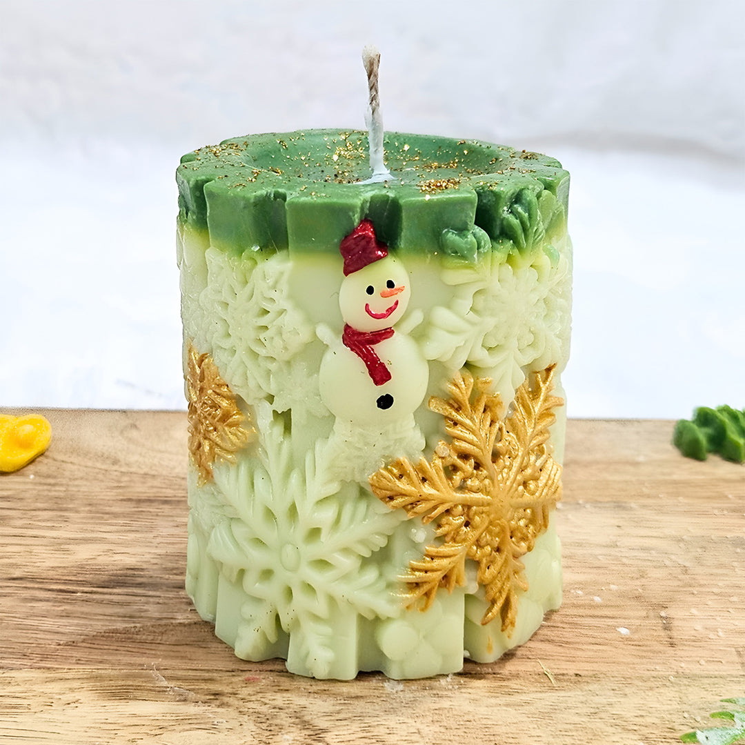 Handmade Snowflakes Pillar Soy Wax Candle