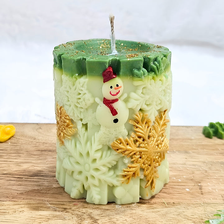 Handmade Snowflakes Pillar Soy Wax Candle
