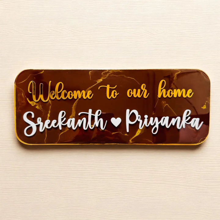 Personalized Coffee Brown Minimalist Resin Name Plate