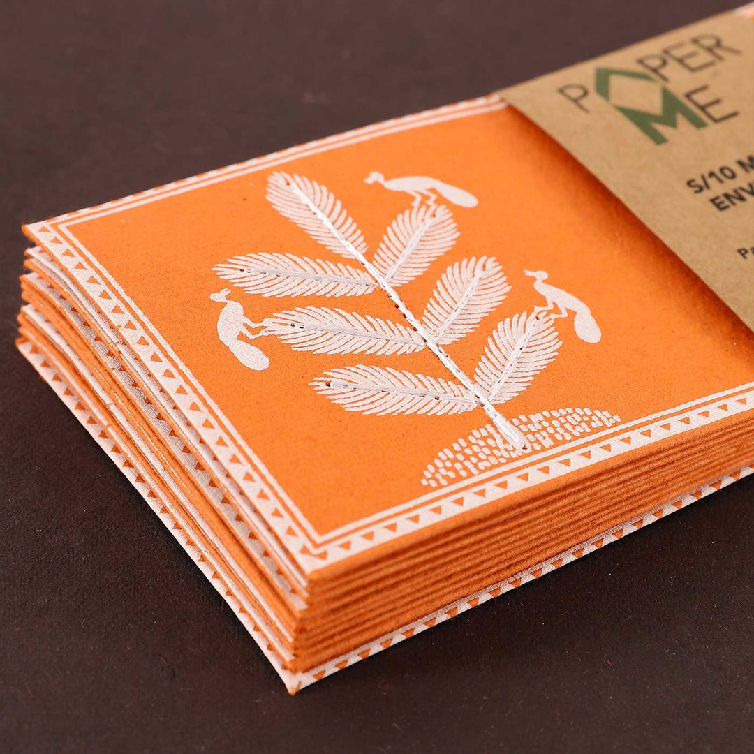 Personalized Handmade Embroidered Van Design Paper Envelopes | Set Of 10
