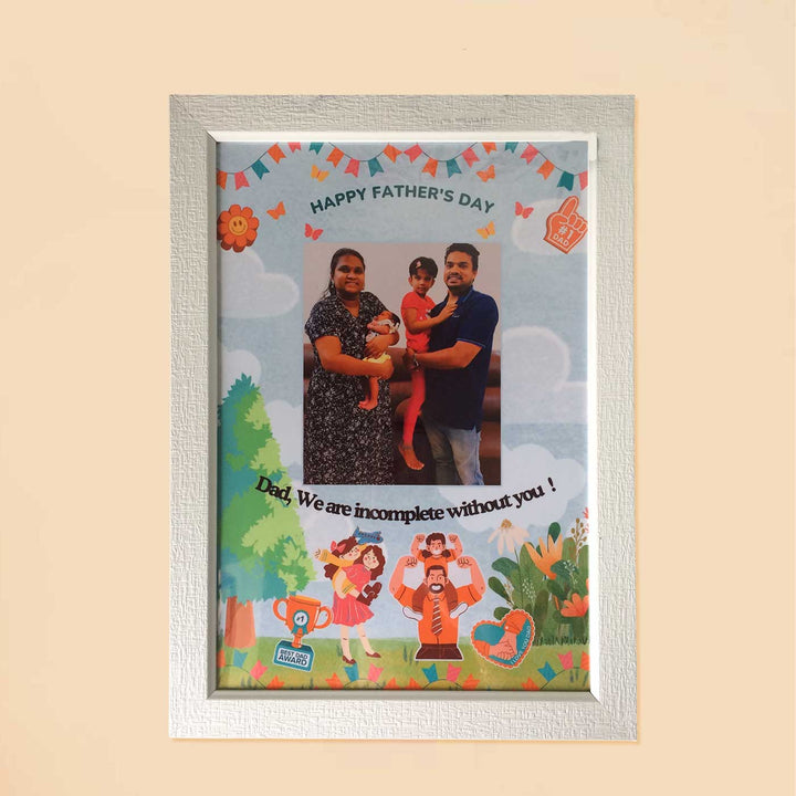 Photo Personalized "Happy Fathers Day" Thene Wooden Framed Decorative Plaque