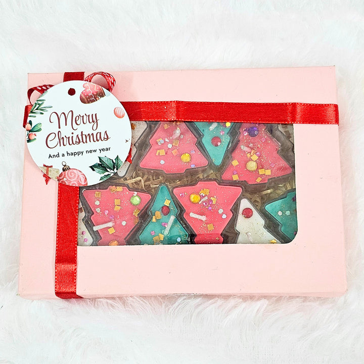 12 pc | Handmade Multicolor Christmas Tree Theme Candles