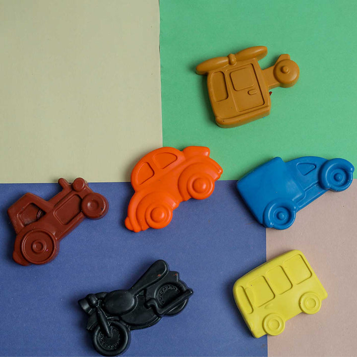 Handmade Non-Toxic Jumbo Vehicles Assorted Crayons | Set Of 6