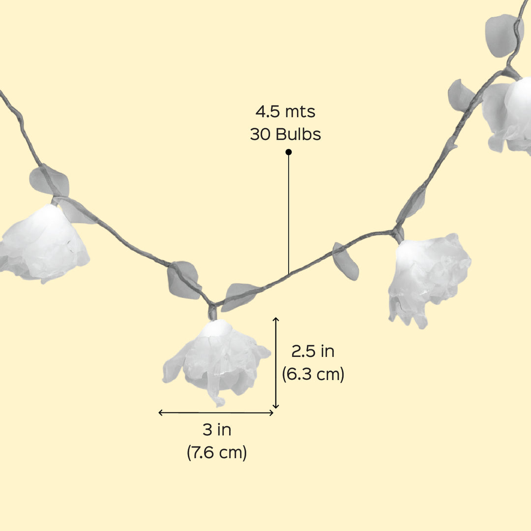 4.5m, 30 Bulbs | Handcrafted Blue Tissue Flower LED Fairy Lights