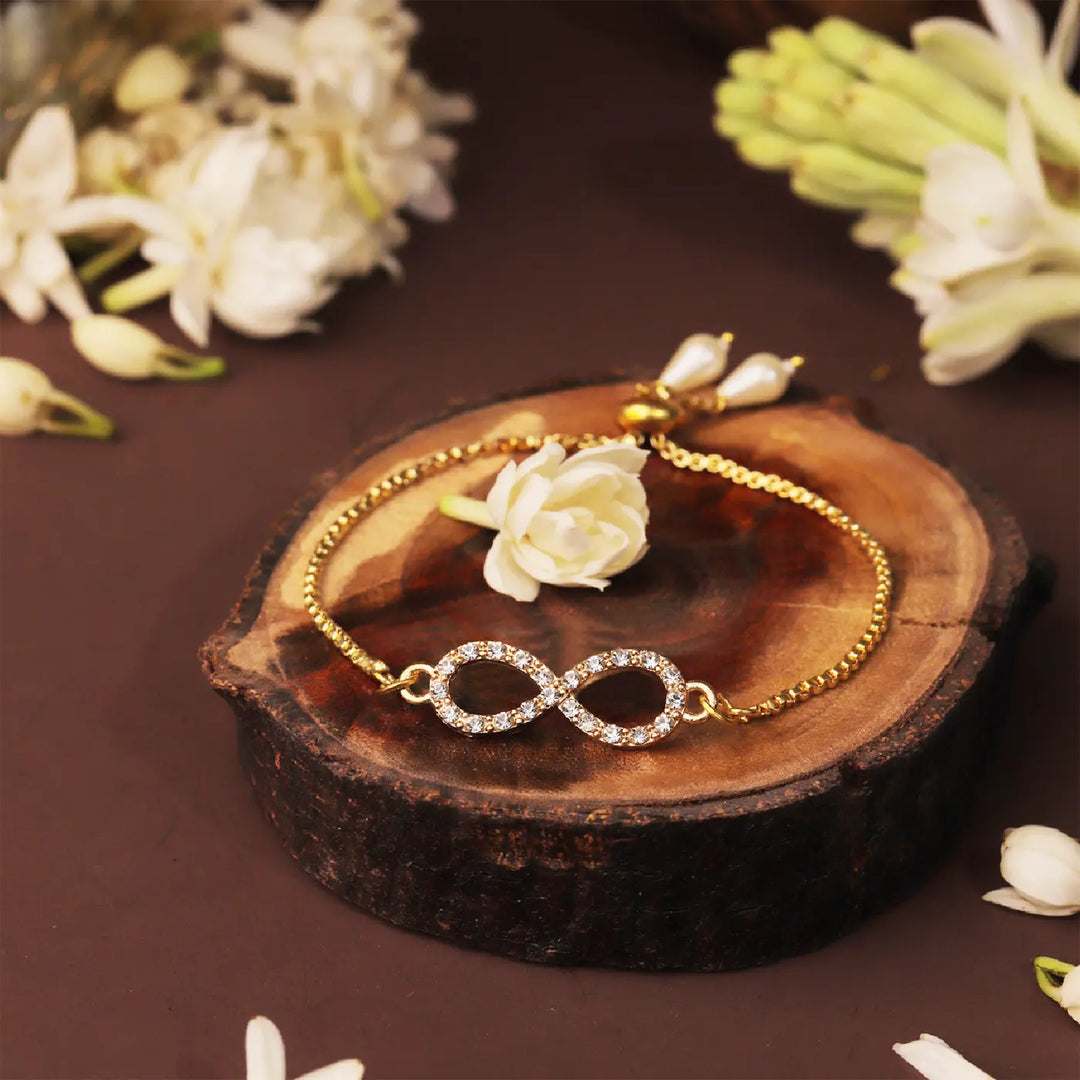 Handmade Infinity Charm Bracelet Rakhi With Roli Chawal