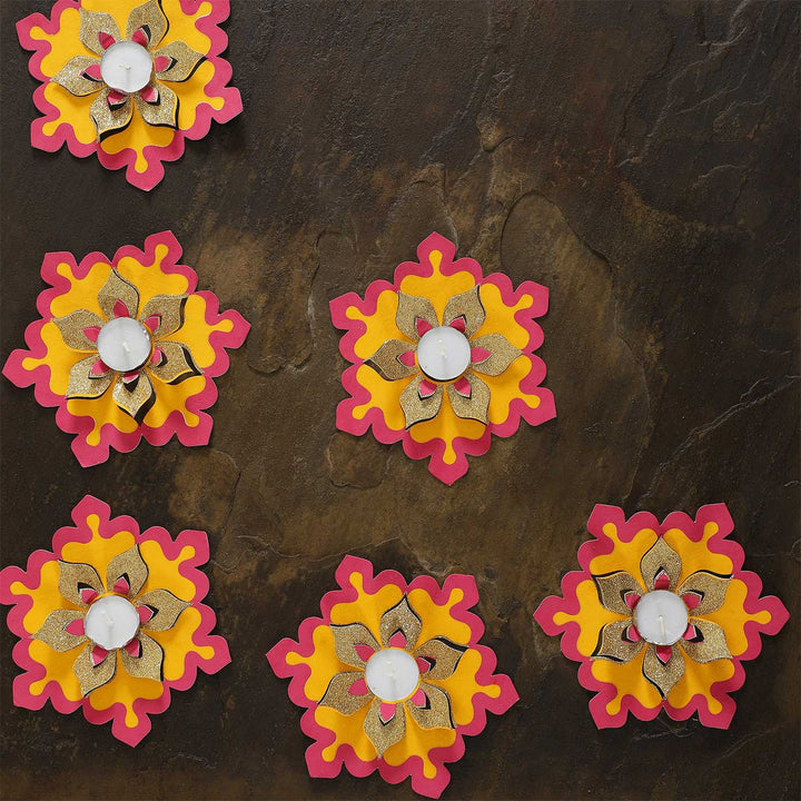 Handmade Alpana Rangoli Design Paper Tealight Holder