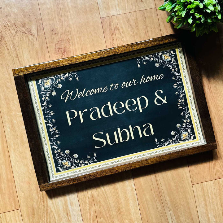 Ebony Blossom Personalized Resin Wooden Frame Name Plate