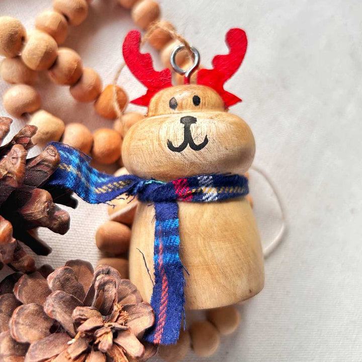 Handmade Reindeer Wooden Ornament For Christmas Tree Decoration