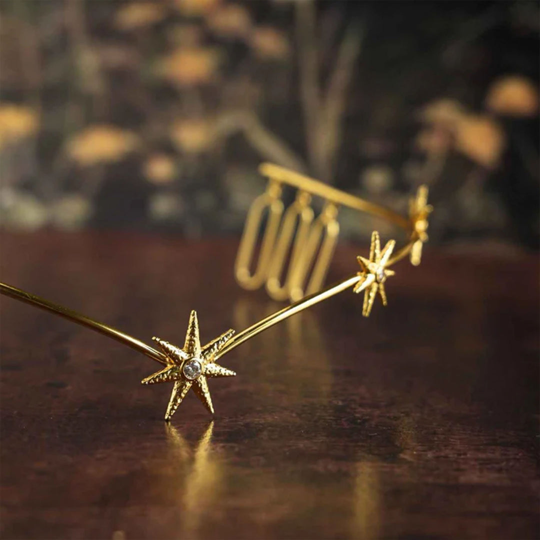 Handmade Sitaare 18k Gold Plated Reverse Headband For Weddings