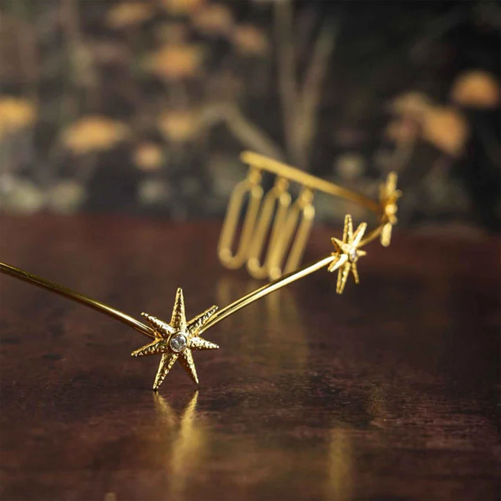 Handmade Sitaare 18k Gold Plated Reverse Headband For Weddings