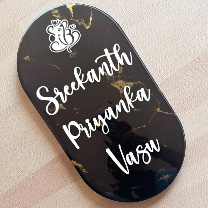 Personalized Black & Gold Resin Vertical Name Plate