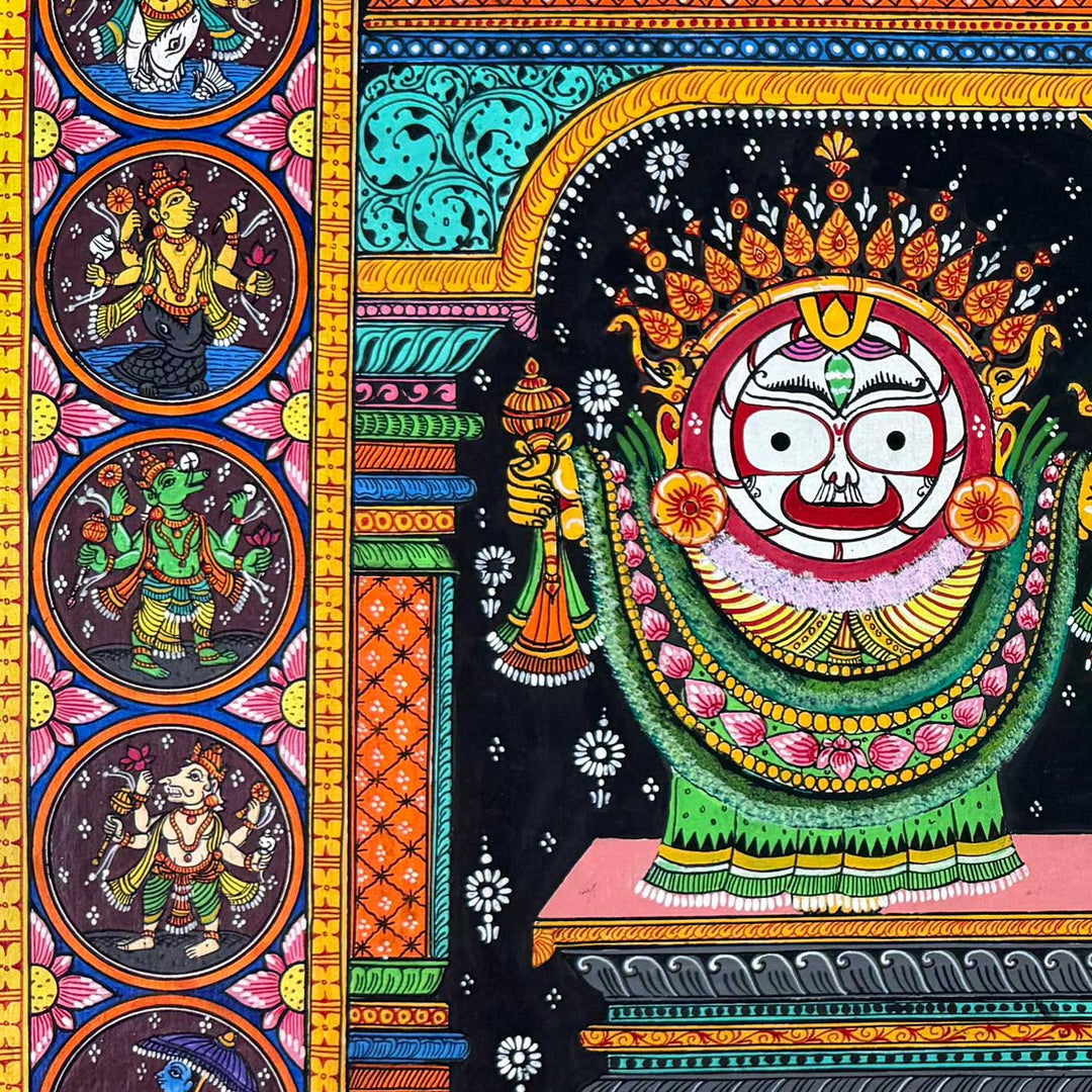 36 X 24 Inch | Handmade Canvas Golden Incarnation Of Lord Jagannath Painting