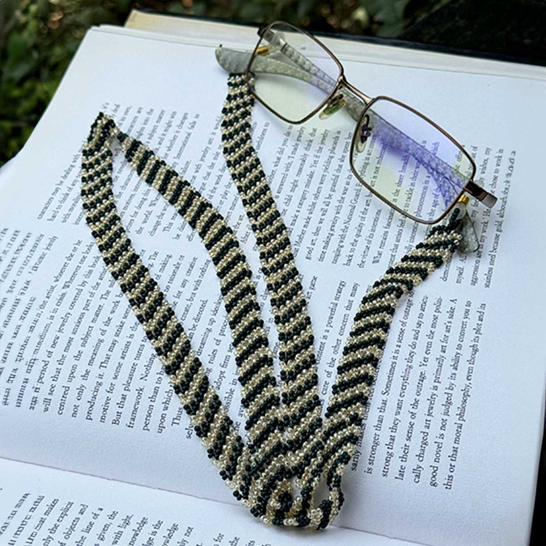 Handmade Beaded Green Lehariya Spectacle / Eye Glass Chain