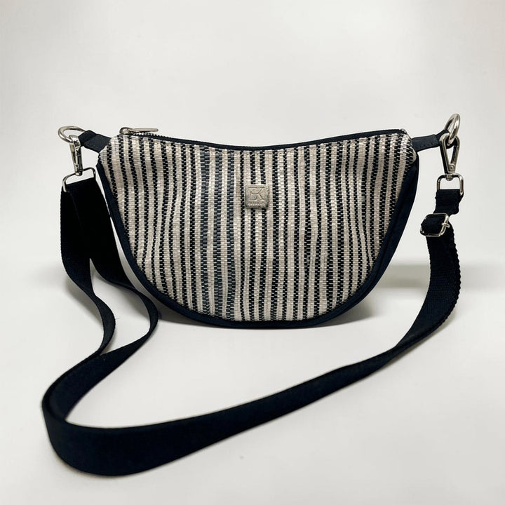 Upcycled Handcrafted Plastic Curve Sling Bag For Everyday Use | Adjustable Crossbody Strap