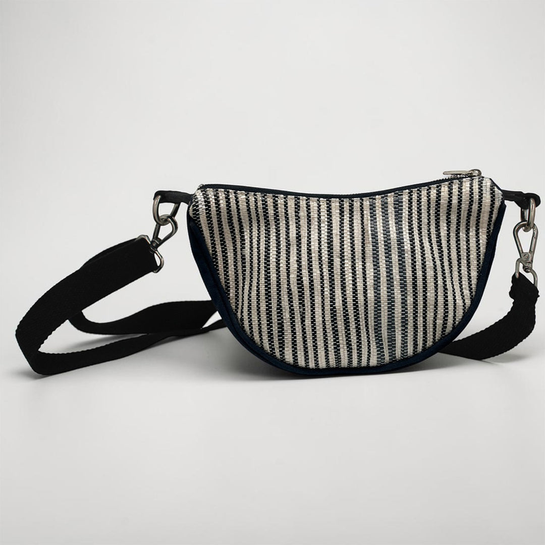 Upcycled Handcrafted Plastic Curve Sling Bag For Everyday Use | Adjustable Crossbody Strap