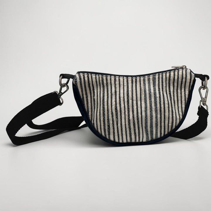 Upcycled Handcrafted Plastic Curve Sling Bag For Everyday Use | Adjustable Crossbody Strap