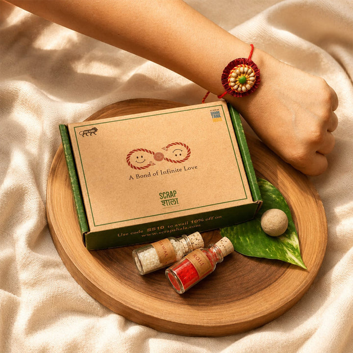 Plantable Akkad-Bakkad Seed Rakhi Pair Set With Roli-Chawal & Seed Ball For Brother | Set of 2