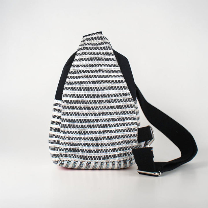 Black and White Striped Upcycled Plastic Handcrafted Shoulder Crossbody Bag