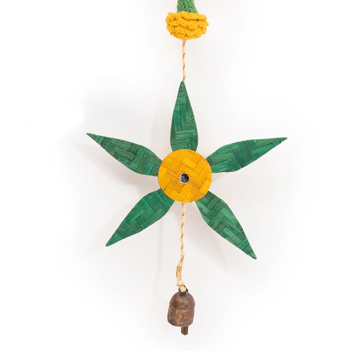 Set of 2 | "Aam Patta" Handcrafted Mango Leaf Bamboo Wall Hanging with Crochet Detailing For Festive Decor