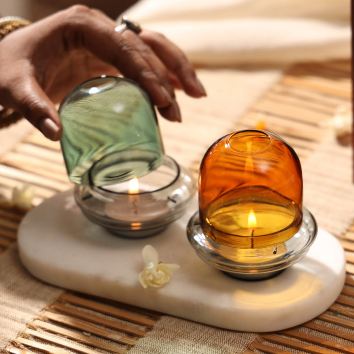 Dome Shaped Glass Tealight Candle Holder