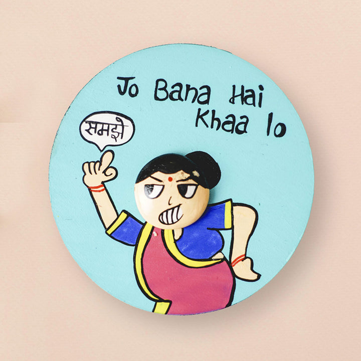 Handcrafted MDF & Clay Aunty Fridge Magnet