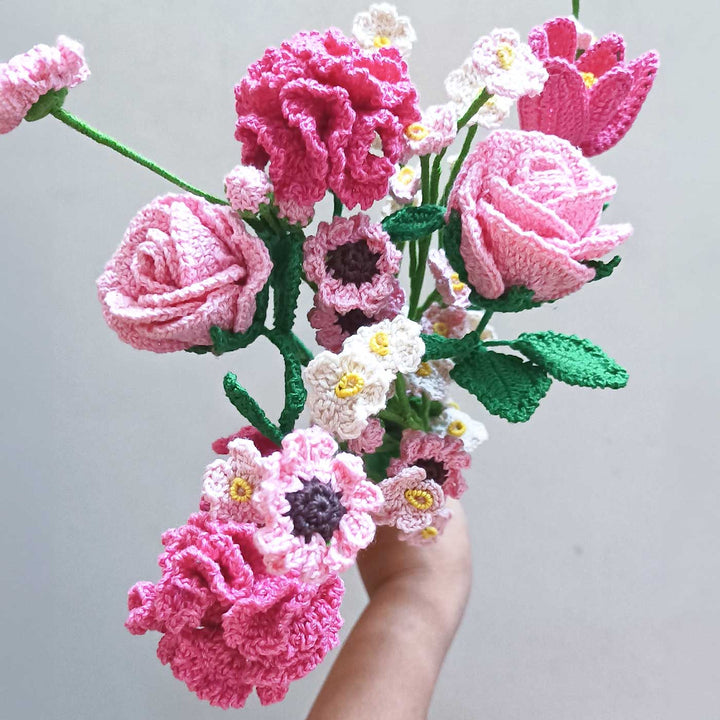 Handmade Crochet Colourful Cotton Flower Bouquet