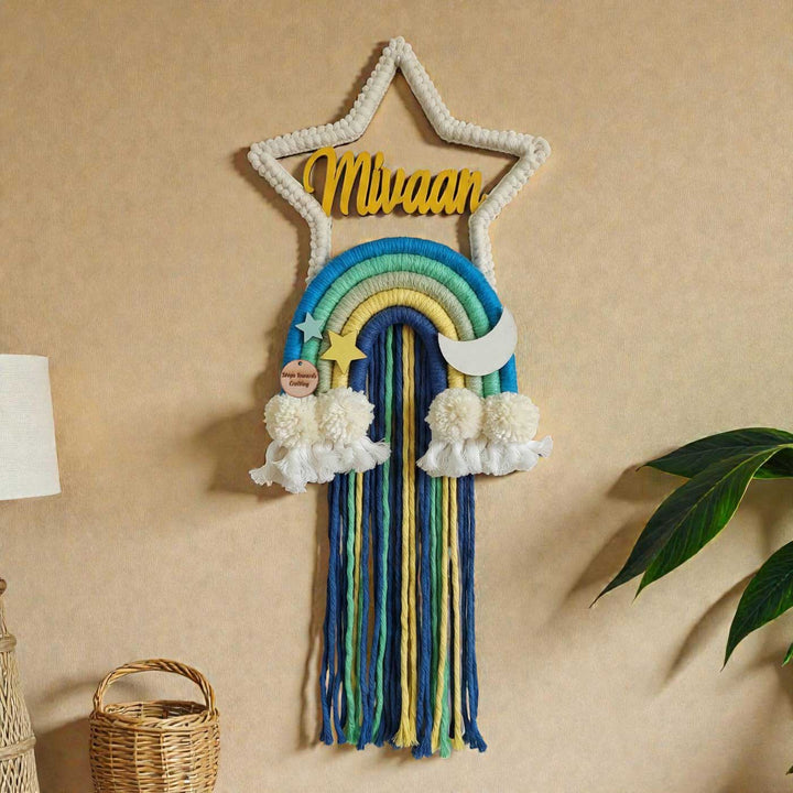 Personalized Macrame Star Theme Kids Name Plate
