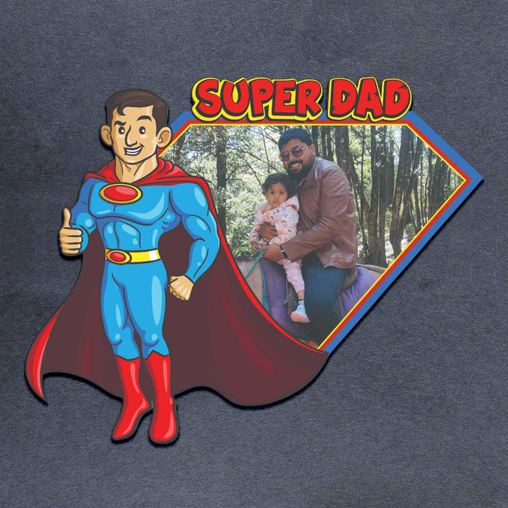 Photo Personalized "Super Dad" Theme Wooden Fridge Magnet For Fathers