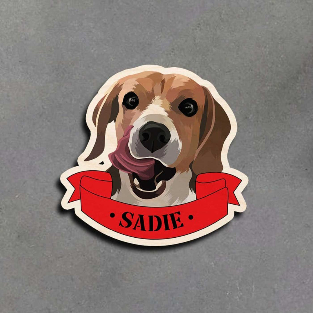Photo Personalized Printed Pet Caricature Wooden Fridge Magnet