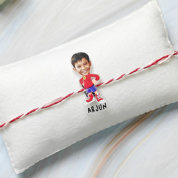 Photo Personalized Reusable Caricature Noddy Theme Acrylic Kids Rakhi