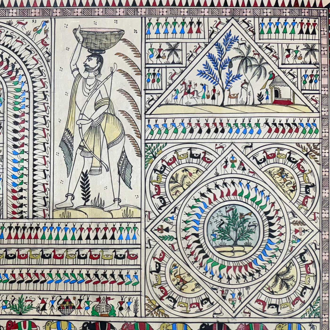 24 X 40 Inch | Handmade Silk Saura Tribal Art Of Odisha Painting