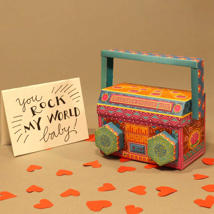 Handmade Printed Colorful Mini Boombox Design Paper DIY Kit