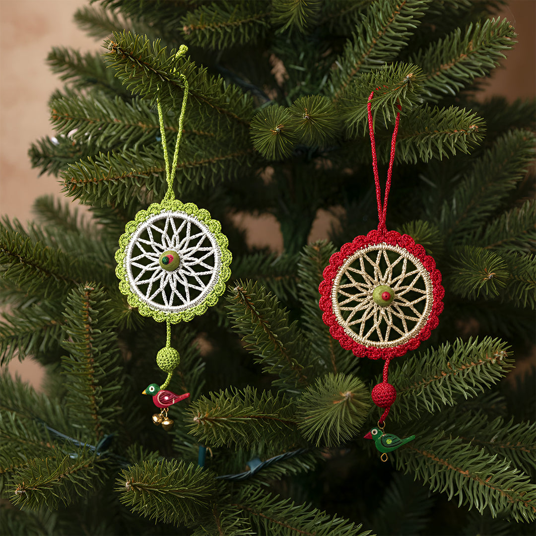2 Pc | Handmade Dreamcatcher Bird Ornaments For Christmas Decoration