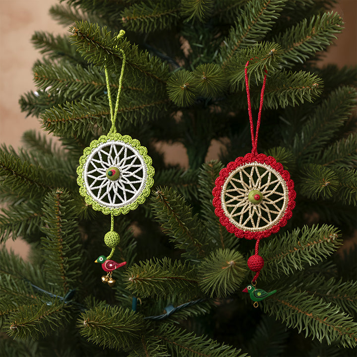 2 Pc | Handmade Dreamcatcher Bird Ornaments For Christmas Decoration