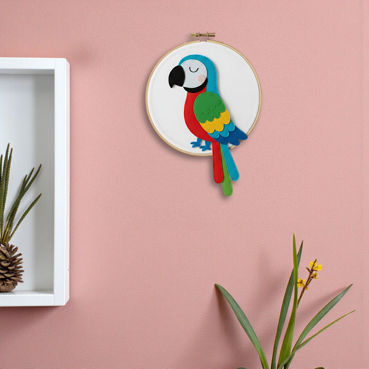 Handmade Macaw Theme Felt Wall Hoop