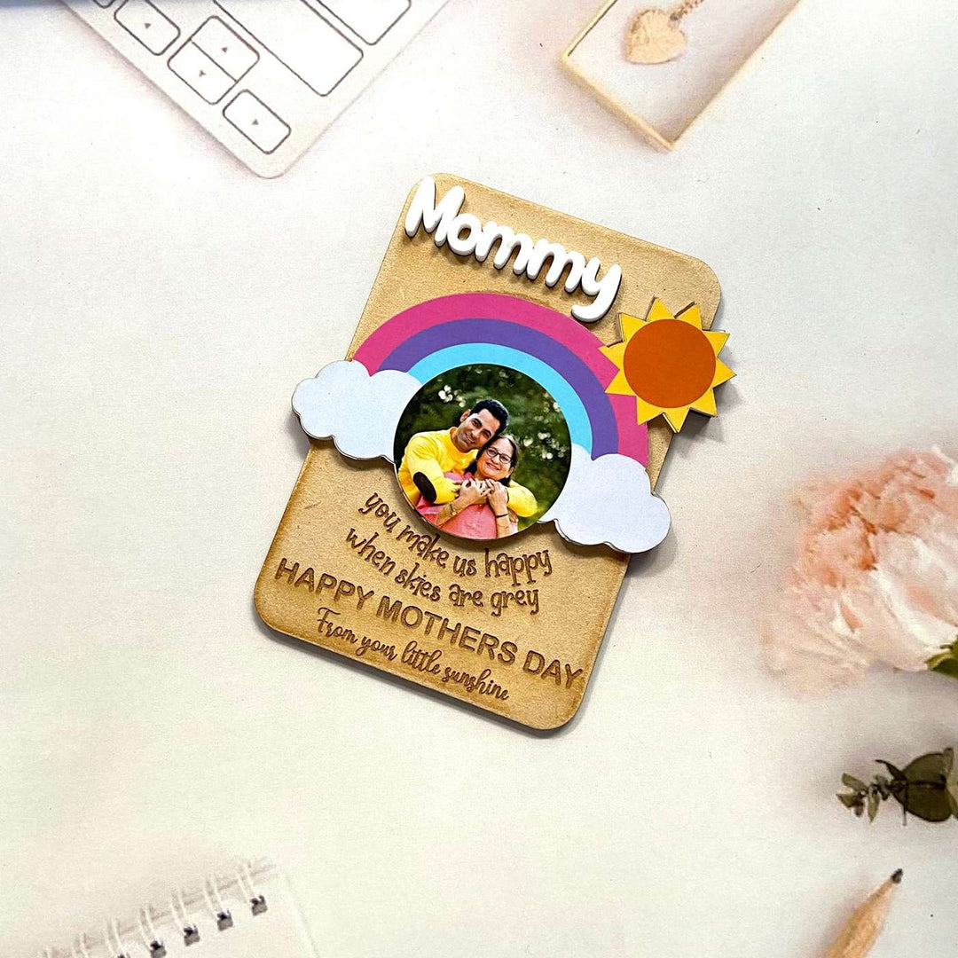 Photo Personalized Handmade Rainbow Theme MDF Wood Fridge Magnet For Mothers