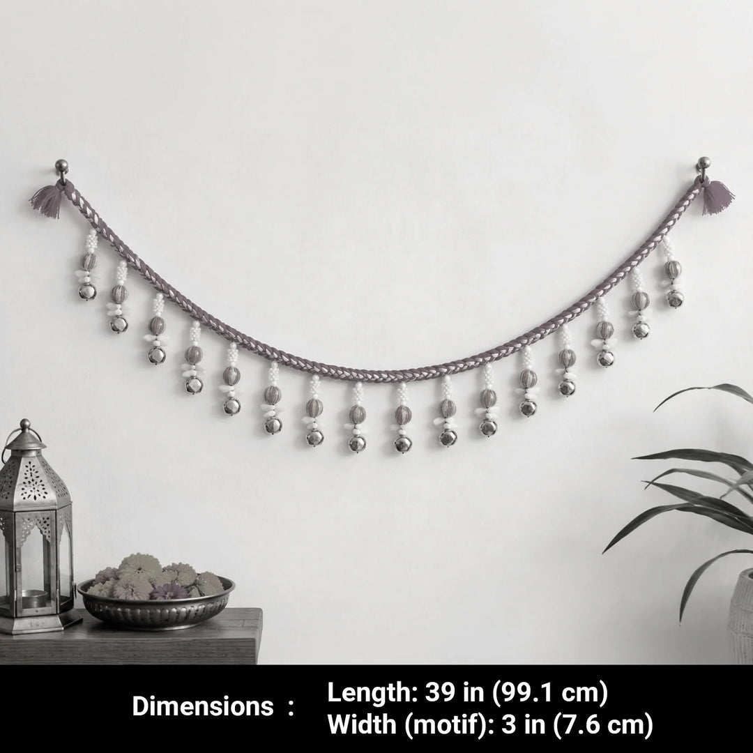 Handmade Mouli Thread & Wool Toran With Ghunghroo Bell Tassels For Festive Decor