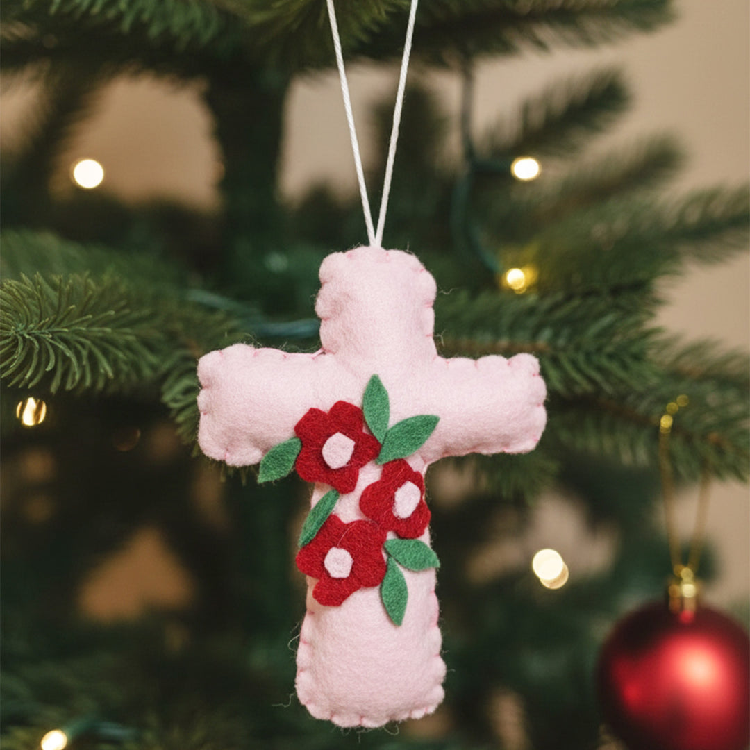 Handmade Cross Felt Ornament For Christmas Tree Decoration